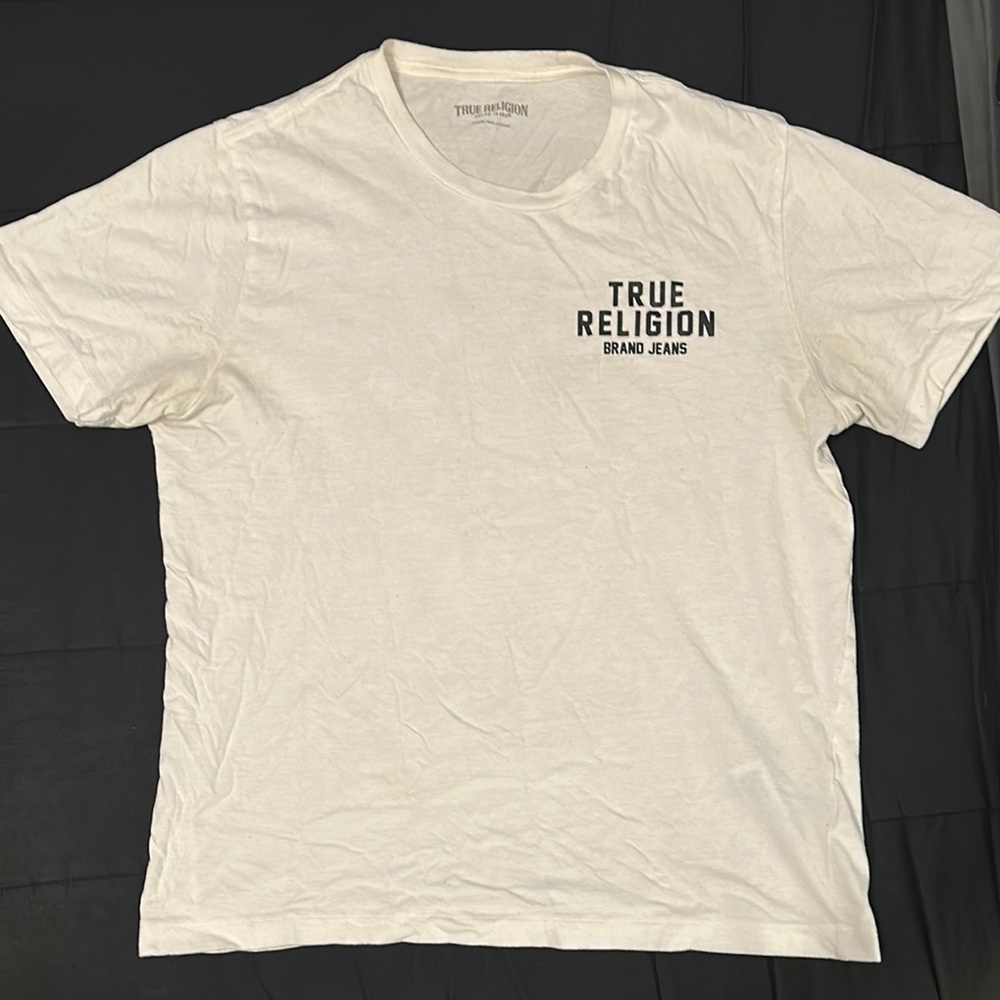 True Religion Men's Off-White Short Sleeve Tee